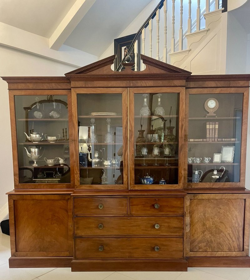 Large Antique George III Quality Mahogany Breakfront Bookcase 238 x 286 x 62 cm - Image 2